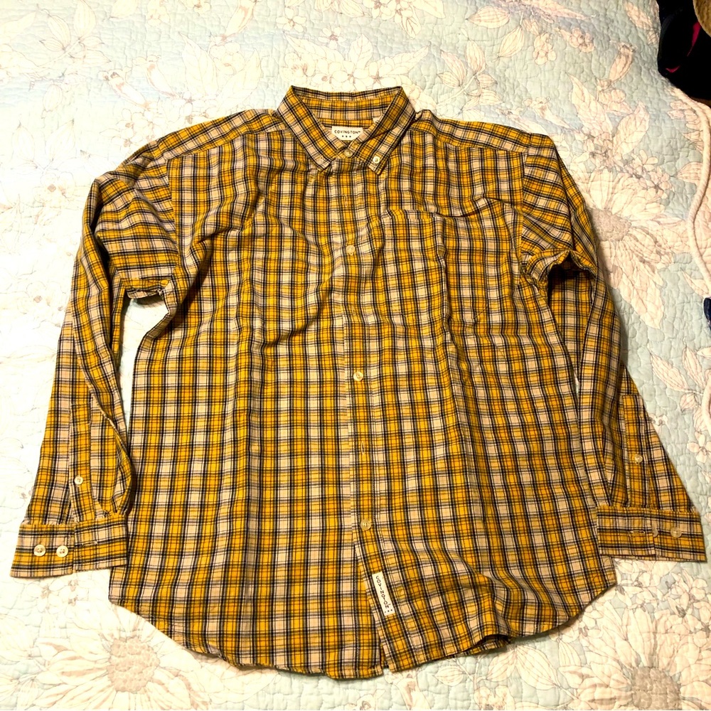 Yellow/Blue/White Plaid Long-Sleeve Youth Button-Down Shirt by Covington